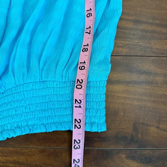 Ann Taylor Women's‎ Sky Blue Off Shoulder Peasant Top Size XL 100% Rayon Beachy - Picture 10 of 10